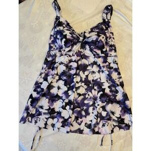 Aqua Eve Tankini Top Swimsuit Sz 20W Tropical Floral Print Beach Vacation Cruise